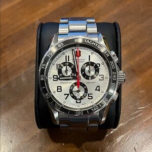Victorinox Silver and Black Chronograph Watch